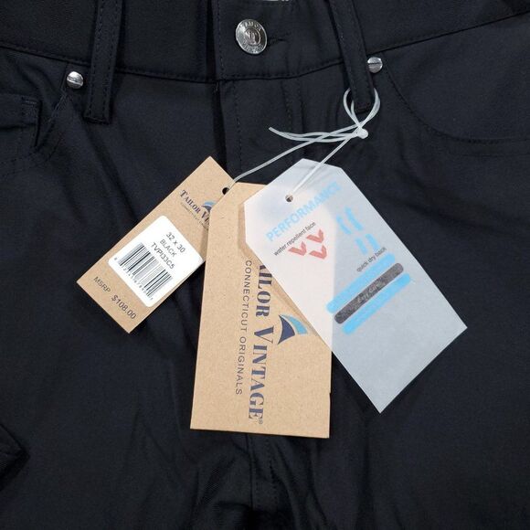 Tailor Vintage New Canaan Slim Fit Luxe Performance Tech Pants Size 32x30 Black - Picture 4 of 10